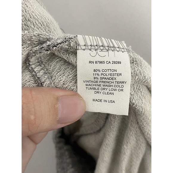 Sen Collection Adyna Gray Terry Knit Wide Leg Drawstring Crop Pants Sz M $140 - Picture 6 of 7